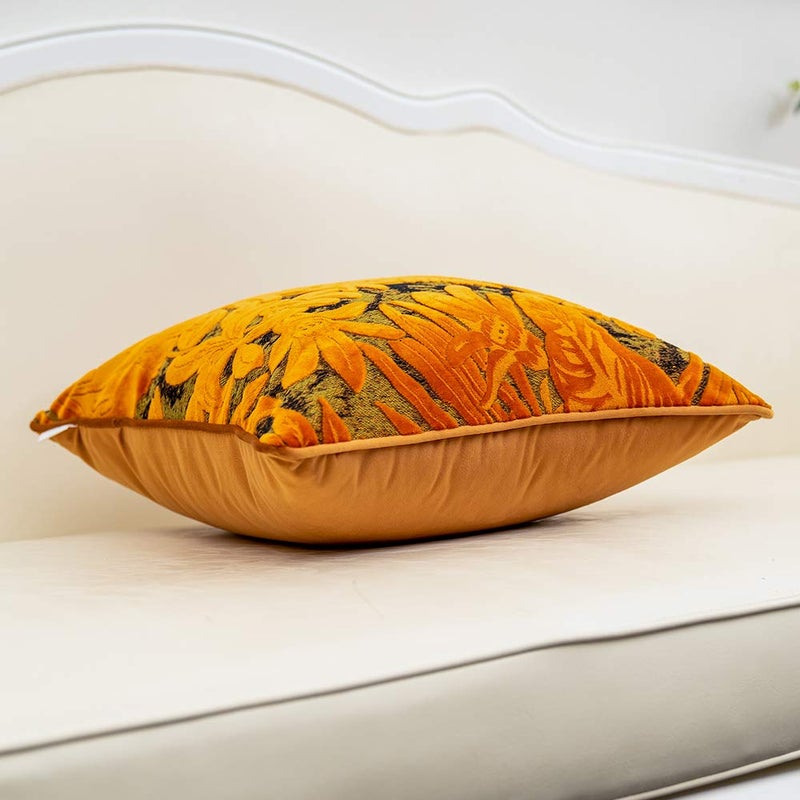 Alerfa 12 x 20 Inch Orange Rectangle Maple Leaf Pillow Embroidery Cut Velvet Cushion Case Luxury Modern Lumbar Throw Pillow Cover Decorative Pillow for Couch Sofa Living Room Bedroom Car - Image 3